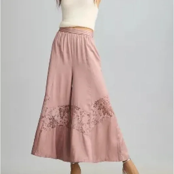 Anthropologie Mauve Sikly Plazo Pants SIZE 2. LIKE NEW - Picture 1 of 5